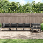 3-TLG. Garten-Lounge-Set mit Kissen Anthrazit Poly Rattan f&uuml;r Terrasse, Outdoor-Lounge-Set Poly Rattan als Gartenm&ouml;bel-Set Anthrazit
