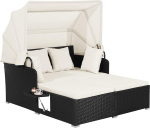 GIANTEX Sun Island Sun Lounger 2 inimest, Double Lounger Outdoor Garden Lounger koos kokkupandava p&auml;ikesekatusega, Lounger Island koos kokkupandava salve ja padjaga, Garden Lounge Garden Shell Daybed Outdoor