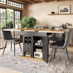 Pikendatav s&ouml;&ouml;gilaud 110-140 x 80 x 75 cm koos veiniriiuli ja sahtlitega 4-6 inimesele, uste ja hoiuruumiga s&ouml;&ouml;gilaud, pikendatav s&ouml;&ouml;gilaud, s&ouml;&ouml;gitoa m&ouml;&ouml;bel, puiduv&auml;rv + must