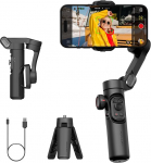 AOCHUAN Gimbal Stabilisator iPhone Gimbal, nutitelefon fookusratta n&auml;o/objekti j&auml;lgimisega iPhone 17 16 Pro Max / Android klapitav 3-teljeline k&auml;eshoitav stabilisaator videosalvestuseks Smart XE