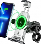 KEWIG vargusvastane veekindel mootorratta mobiiltelefoni hoidja 15 W traadita vibratsioonikompressoriga, &uuml;he vajutusega automaatne lukustus ja kiire vabastamine