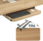 Tastaturablage unter dem Schreibtisch, Metallschienen und Holzplattform, Mausplattform, 54 x 70 cm, ergonomisches Design f&uuml;r Home Office & Gaming Setup