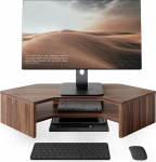 Fenge Monitorst&auml;nder-Erh&ouml;hung, 2-stufiger Eck-Monitorst&auml;nder aus Holz, stabiler Computerst&auml;nder, Mehrzweck-Tischaufbewahrungsst&auml;nder f&uuml;r Laptop, PC, iMac, Drucker, Computer (Braun)