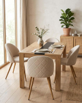 Modernne s&ouml;&ouml;gitoa komplekt 4 s&ouml;&ouml;gitooliga Samet ja tammeefektiga s&ouml;&ouml;gilaudade komplekt 110 x 70 cm Skandinaavia disain kreemikas valge s&ouml;&ouml;gilaud toolid s&ouml;&ouml;gikomplekt k&ouml;&ouml;ki ja s&ouml;&ouml;gituppa