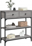 3-tasandiline kitsas konsoollaud esikusse, kitsas konsoollaud, 2 sahtliga ja riiulite all, kitsas diivanilaud v&auml;ikestesse ruumidesse, elutuppa, hall tamm (72,5 x 25 x 75 cm)