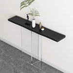 Konsolentisch aus Massivholz, Kleiner Sofatisch hinter der Couch, Konsolentisch im Landhausstil f&uuml;r Eingangsbereich, Wohnzimmer, Flur, Eingangshalle (Schwarz, 160 cm/63 Zoll)