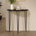 Moderne Holz Halbmond Konsole mit 3 Metallbeinen Schmaler Halbkreis Sofatisch Im Antik Look Zur Wandaufstellung f&uuml;r Flur und Foyer(Black,100 * 25 * 90cm/39.4 * 9.8 * 35.4in)