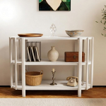 Schmales Konsolentisch Mit Speicher 3 Etagen Oval Modern Stil Diivan Tisch Einfache Montage Wasserfeste Oberfl&auml;che Stabil Mit Anti-Rutschf&uuml;&szlig;en F&uuml;r Wohnzimmer Flur Eingang B&uuml;r