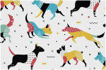 Stoff-Tischsets, waschbare Tischsets f&uuml;r Esstisch, 6er-Set,Cartoon Tier Haustier Hunde