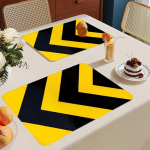 Lauakatted komplekt 8 musta kollase laua jaoks Place PVC lauas&auml;&auml;red kuumakindel isolatsioon lauas&auml;&auml;red komplektis