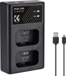K&F CONCEPT NP-FW50 Dual Slot Kaamera asendusakulaadija Micro USB ja Type-C port Sony A6000, A6500, A6300, A6400, A7, A7II, A7RII, A7SII, A7S, A7S2, A7R, A7R2, A55, A5100, A5000, A3 0000 jaoks.