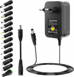 SHNITPWR universaalne toiteallikas 3V 4.5V 5V 6V 9V 12V toiteallikas AC/DC 1A 2A 2.5A 30W l&uuml;litatav toiteallikas adapter 3V ~ 12V elektrooniliste seadmete beebimonitori kaamera LED ribaga 14tk ja 5V 2.1A USB pordiga