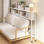 Schmaler Sofatisch Mit Um 360&deg; Drehbaren R&auml;dern, Sofatisch Mit Doppelschichtiger Offener Aufbewahrung, Organizer-St&auml;nder Hinter Der Couch F&uuml;r Den Flur,120 * 20cm