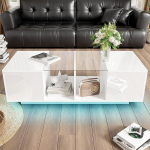 BTM kaasaegne valge kohvilaud LED-valgustusega k&otilde;rgl&auml;ikega 120 x 50 x 38,5 cm