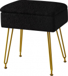 YMYNY meigitool koos hoiuruumiga, ruudukujuline pouf, mis on valmistatud teddy sametist, kaasaegne multifunktsionaalne meigitool magamistuppa, elutuppa, 40 x 30 x 47 cm, must, HBD031B