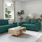 2-teiliges Sofa-Set dunkelgr&uuml;ner Stoff Couch mit Kissen Diivan Bed ideal f&uuml;r Plaudern und Fernsehen