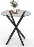 IDMarket - ALIX &uuml;mmargune s&ouml;&ouml;gilaud 4 inimesele musta spider alusega ja klaasist lauaplaadiga 80 cm