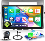 VECHTEL 4G+128G Autoradio Android 15 f&uuml;r Toyota Corolla Verso AR10 2004-2009, 9'' Incell HD Touchscreen mit Drahtlos Carplay Android Auto, Auto Radio mit GPS Wi-Fi USB Bluetooth FM RDS Tagfahrkamera