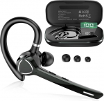 Bluetooth peakomplekt, V5.4 Wireless Freisprech Telefon mit CVC 8.0 und ENC Dual Mikrofon, Bluetooth Ohrh&ouml;rer mit 90h Spielzeit Mic Mute Zwei-Ger&auml;te-Verbindung f&uuml;r B&uuml;ro Business Autofahren, Schwarz
