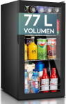 Heinrich&acute;s Drinks fridge, mini fridge with glass door, compact and quiet: 40 dB, LED interior lighting, perfect for office, camping, garden, 5 to 18 &deg;C, (74 litres/3 shelves/40 db)