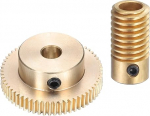 sourcing map Worm Gear Set - 0.5 Module, 60:1 Reduction Rate, 6mm Hole Diameter, Gear Shaft and 6mm Hole Diameter, 60T Drive Gearbox (Brass)
