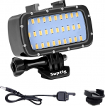 Suptig 30 LED videovalgusti veekindel veealune valgusti, mis &uuml;hildub GoPro Hero 13/Hero 12/11/10/9/8/7/6/5/4/3/3/3+ Hero Session ja Canon, Nikon Sony SLR kaameratega, veekindel 55M