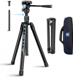 SIRUI Traveler X Carbon Video Tripod 0.95 kg with Fluid Head and Quick Twist System for Arca Swiss, Ultralight Travel Tripod for DSLR/Video Production, Reversible Centre Column