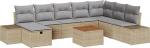 Rantry 9-teiliges Garten Sofa Set mit Kissen Beige Poly Rattan Gartenlounge Model3359609
