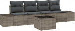 Rantry 5-teiliges Garten Sofa Set mit Kissen Grau Poly-Rattan Gartenlounge Model3355598