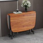 Ausziehbarer Esstisch aus Massivholz mit Rollen, Schmetterlings-Design, platzsparend, f&uuml;r kleine Fl&auml;chen, braunes Finish, 120 x 80 x 75 cm, perfekt f&uuml;r Esszimmer und K&uuml;che