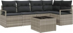 Rantry 6-teiliges Garten-Sofaset mit Kissen Grau Poly-Rattan Gartenlounge Model3346392