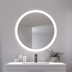 Loevschall Vega Round Bathroom Mirror with Lighting, 60 cm, Smart LED Mirror, Dimmable with Touch Function, Bathroom Mirror with LED Front and Backlight, CRI 90 for Natural Colours, IP44