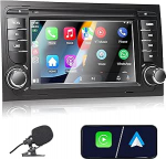 Autoraadio Audi A4 S4 RS4 2002-2008 &uuml;hilduv traadita Apple Carplay & Android Car, 7-tolline raadio koos puuteekraaniga/Bluetooth/FM/AM/USB/DSP/RDS/peeglilinkiga
