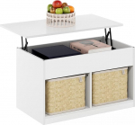 Furinno Jensen kohvilaud liigendatava laua ja varjatud kambriga, puhasvalge