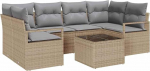 vidaXL Diivan Set mit Kissen 7 tk Beige und Grau Poly Rattan, Garten und Terrasse, modernes modulares Sofa-Set, wetterfestes, leichtes M&ouml;bel f&uuml;r stylisches Entspannen