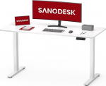 SANODESK reguleeritava k&otilde;rgusega laud 110 x 60 cm koos pideva lauaplaadiga - kompaktne seisev laud ja istumislaud v&auml;ikestesse ruumidesse, ergonoomiline ja stiilne, valge