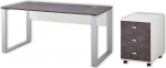Germania 8712-261 Office Furniture Set Including Desk and Rolling Container in White/Basalto Dark 80.00 x 160.00 x 75.00 cm