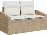 Rantry 8-teiliges Garten Sofa Set mit Kissen Beige Poly Rattan Akazien Gartenlounge Model3347799