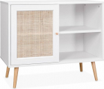 Alice's Home riidekapp valge rotangokangaga 80 x 39 x 65,8 cm - 2 tasandit - 1 uks - Skandinaavia m&ouml;&ouml;bli jalad