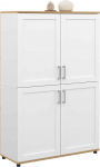 IDMarket Buffet Alto H. 125 cm Vito, 4 ust, valge ja puit.