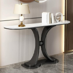 Moderner Konsolentisch mit rechteckiger Basis, Wandfl&auml;chen, seitlicher Flur, Eingangsbereich, Langer Konsolentisch, Eingangstisch mit Ablagetischplatte, Sofatisch mit gebogener Metallbasis,