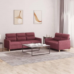 Gecheer 2-TLG. Sofagarnitur mit Kissen Weinrot Stoff, Moderne Couch Polstersofa f&uuml;r Wohnzimmer Schlafzimmer Spielzimmer3201606