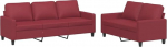 Tomostar Sofa-Set f&uuml;r Wohnzimmer, 3-Sitzer- und 2-Sitzer-Sofad, 2-teilig und Kissen, Bordeauxrot, Kunstleder