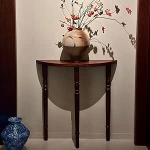 YTSJXN Konsoolilaud puidust kitsas diivanilaud Poolringikujuline kaasaegne k&uuml;ljelaud kitsas konsoolilaud kohvilaud v&auml;ike laud koridorilaud elutuppa magamistuppa r&otilde;dule sissep&auml;&auml;sule (p&auml;hkelpuu, 120 x 25 x 80)