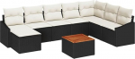 Rantry 9-teiliges Garten Sofa Set mit Kissen Schwarz Poly Rattan Akazie Gartenlounge Model3347866