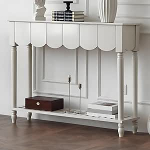 Konsolentisch Holz f&uuml;r Den Eingangsbereich mit 3 Schubladen und Offenem Ablagefach, Beistelltisch Schmal, Konsolentisch Schmal f&uuml;r Foyer, Flur und Wohnzimmer, 118x32x90 cm(White)