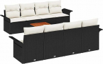9-teiliges Garten-Sofa-Set mit Kissen Schwarz Poly-Rattan Akazie Gartenlounge Model3355968
