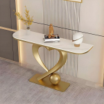Moderner schmaler Konsolentisch mit herzf&ouml;rmigem Sockel, stilvoller schwarzzer Eingangsbereich-Akzenttisch f&uuml;r Wohnzimmer, Flur und Foyer - 120 cm/47,2 Zoll Sofatisch-Dekor