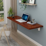 Schwebender, an der Wand montierter, klappbarer K&uuml;chen-Arbeitstisch f&uuml;r Laptop, Teakholz, 31,5 x 20 Zoll