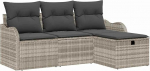 4-teilige Garten Sofa Set mit Kissen Hellgrau Poly Rattan Gartenlounge Model3358951